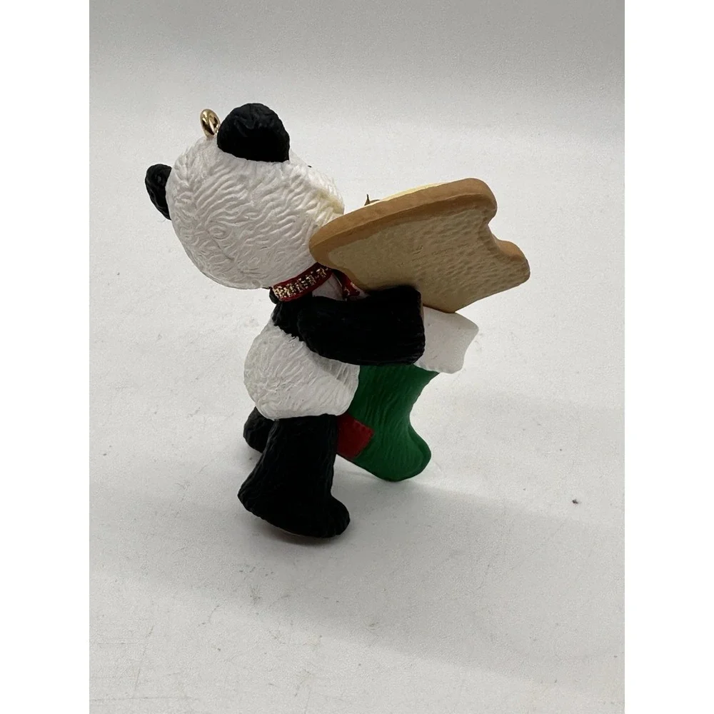 Hallmark 1997 My 4th Christmas Panda Ornament Ken Crow Cookie‎ Block Stocking